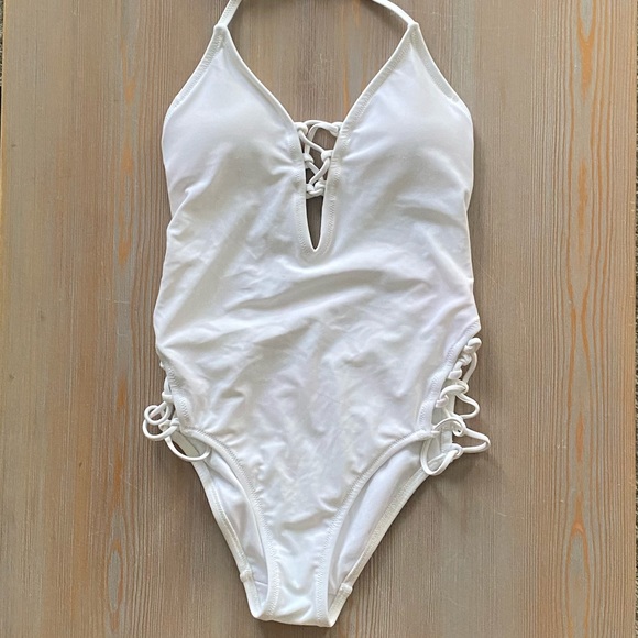 Express Other - EXPRESS Swim White Lace-Up One Piece Size XS